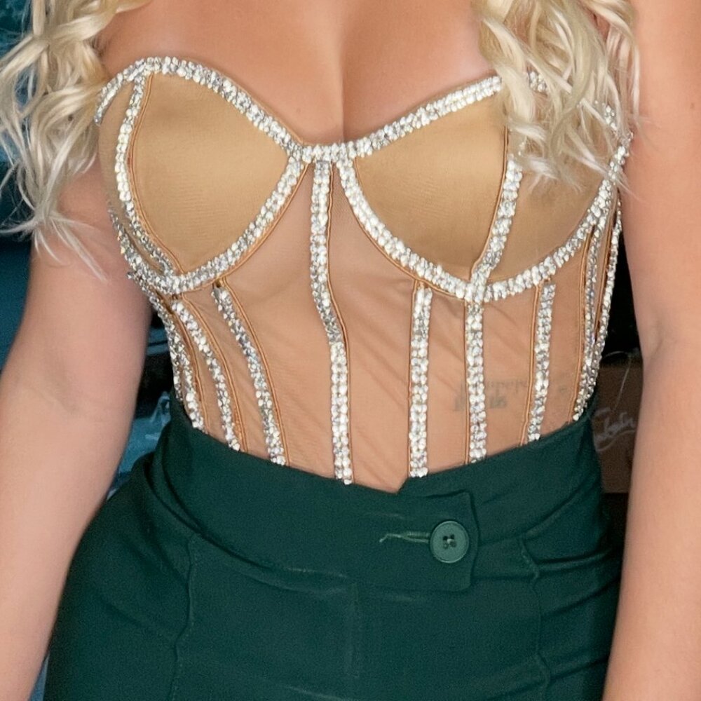 Crystal Mesh Corset Top – Size Small